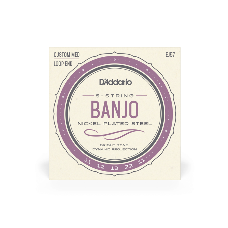 Набор струн D'ADDARIO EJ57 BANJO NICKEL PLATED STEEL CUSTOM MEDIUM (11-22)
